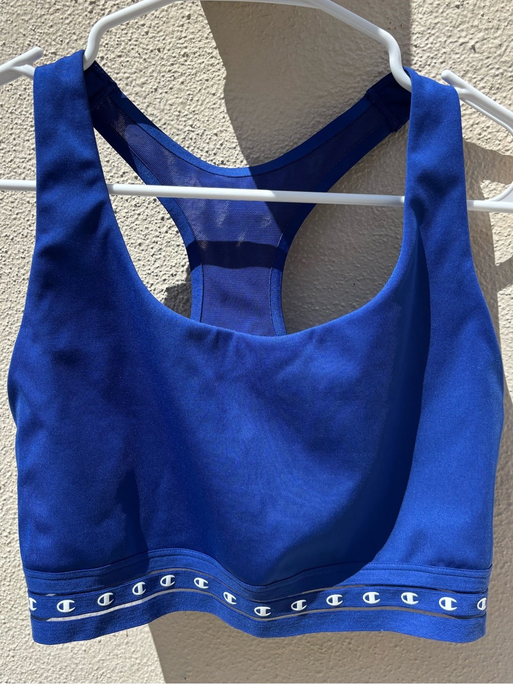 Champion Royal Blue Racerback Logo-Trim Sports Bra
